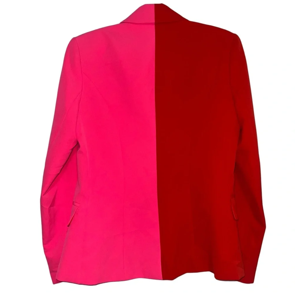 NEW NWT L’AGENCE Kenzie Double Breasted Blazer Jacket Cherry Tomato & Rose Pink